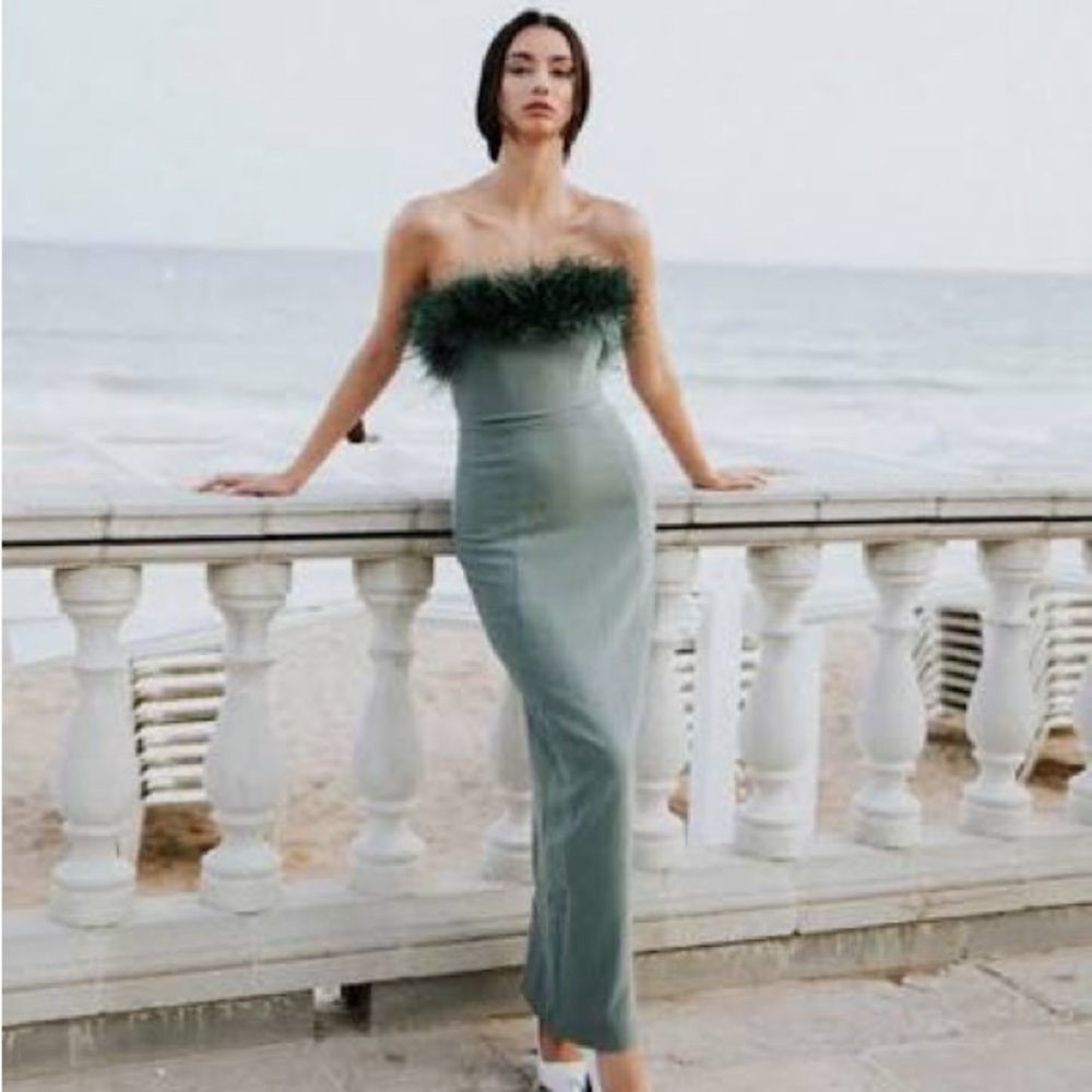 HOUSE OF CB Juliene Green Strapless Dress XS